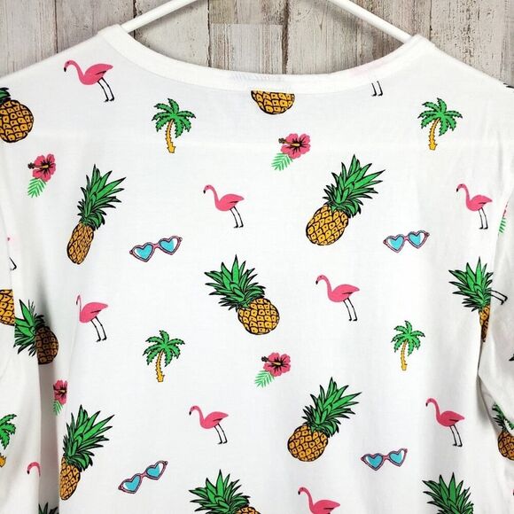 Vibe N Pineapple Print Cropped Tee Shirt White Size XL - Picture 7 of 8